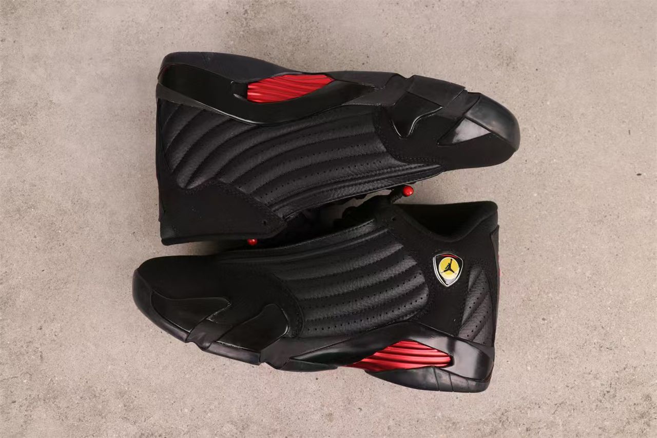 New arrival jordan14 black and red sneakers