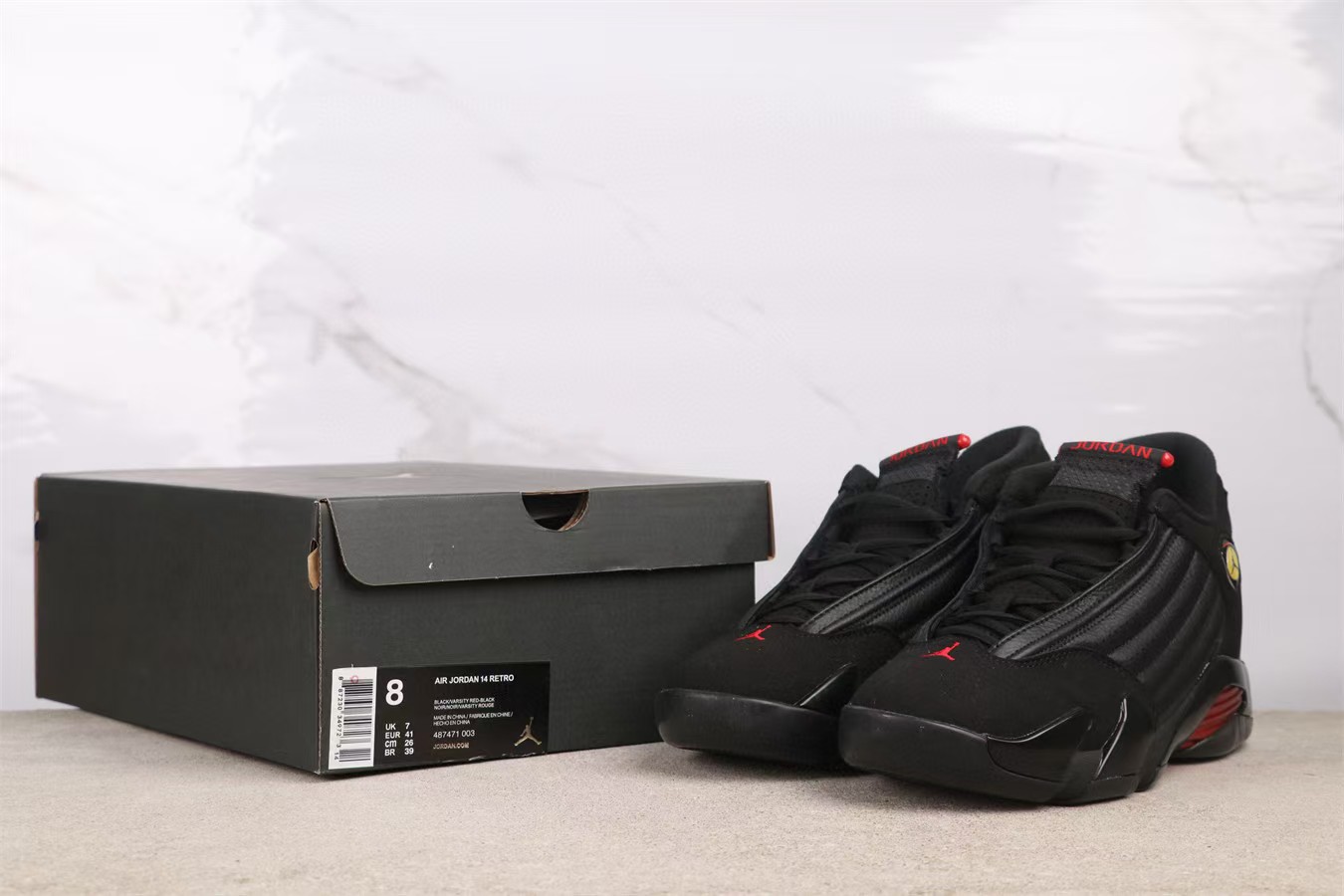 New arrival jordan14 black and red sneakers