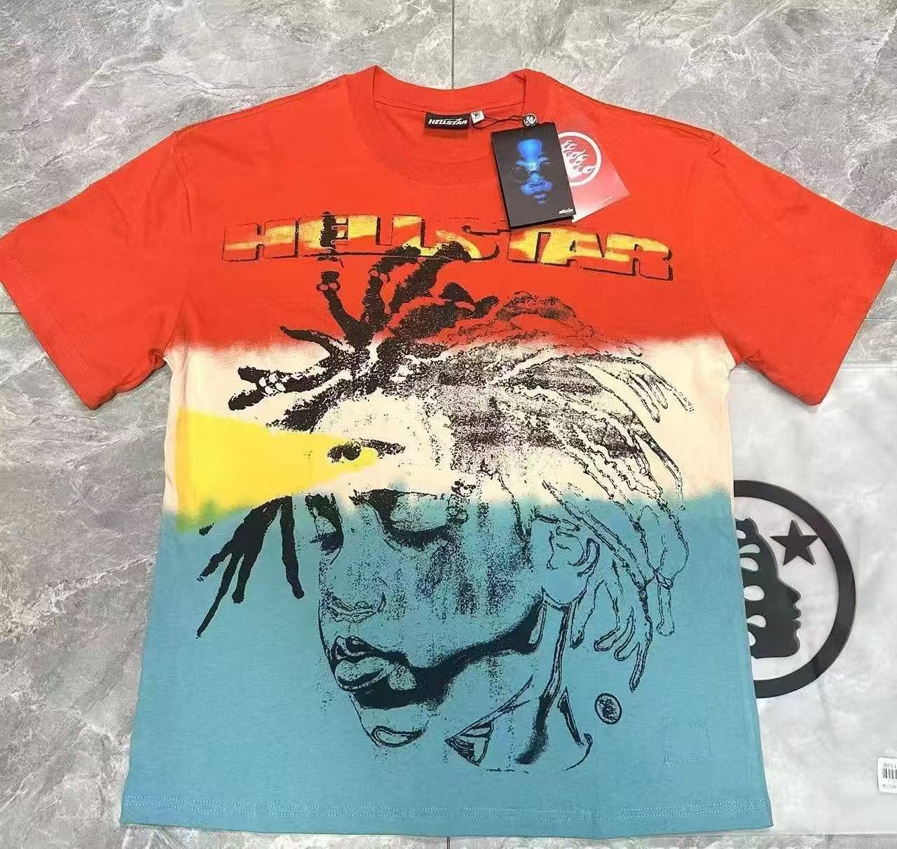 New released orange witgh blue white tshirt