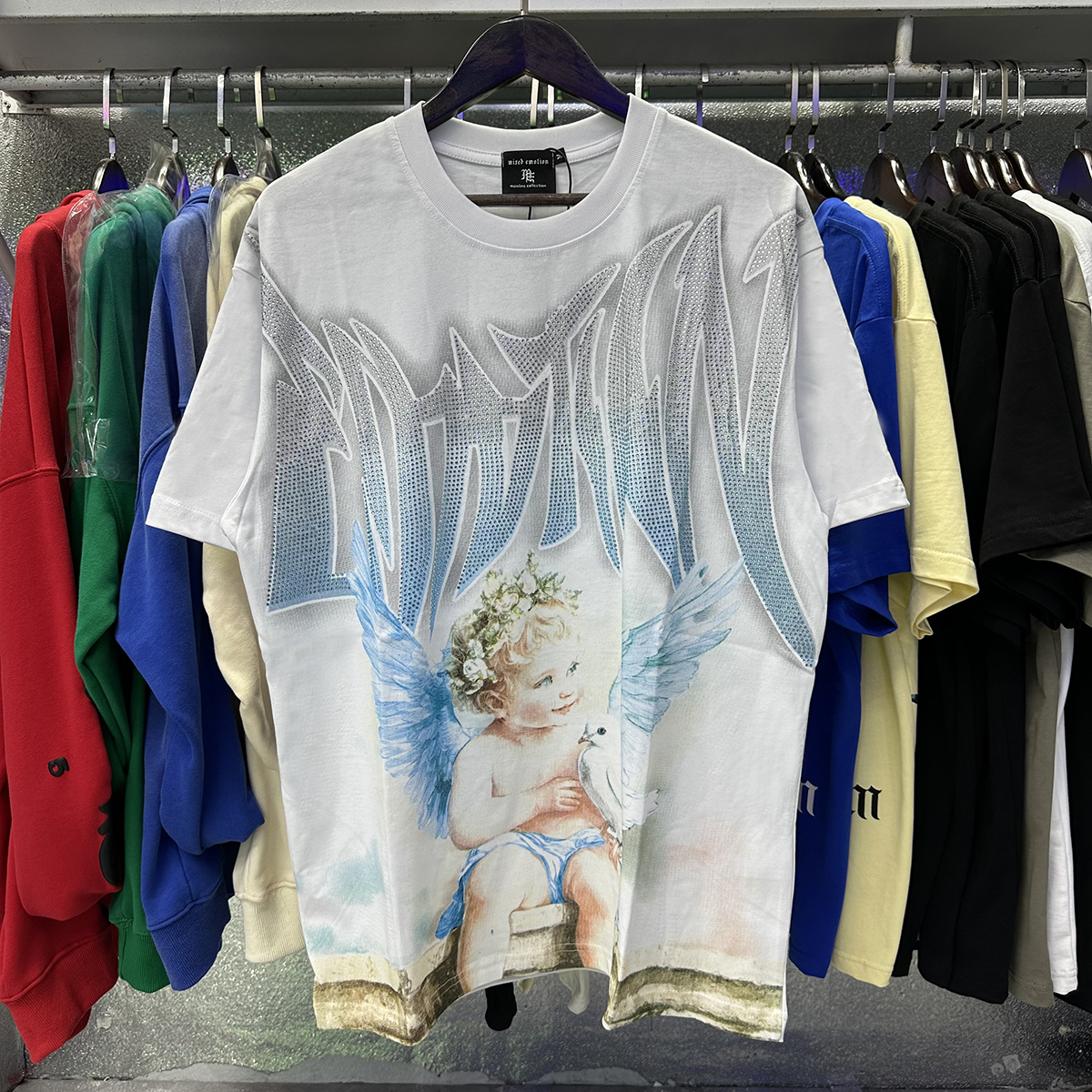 new arrival  'Dove' Rhinestone cotton tee