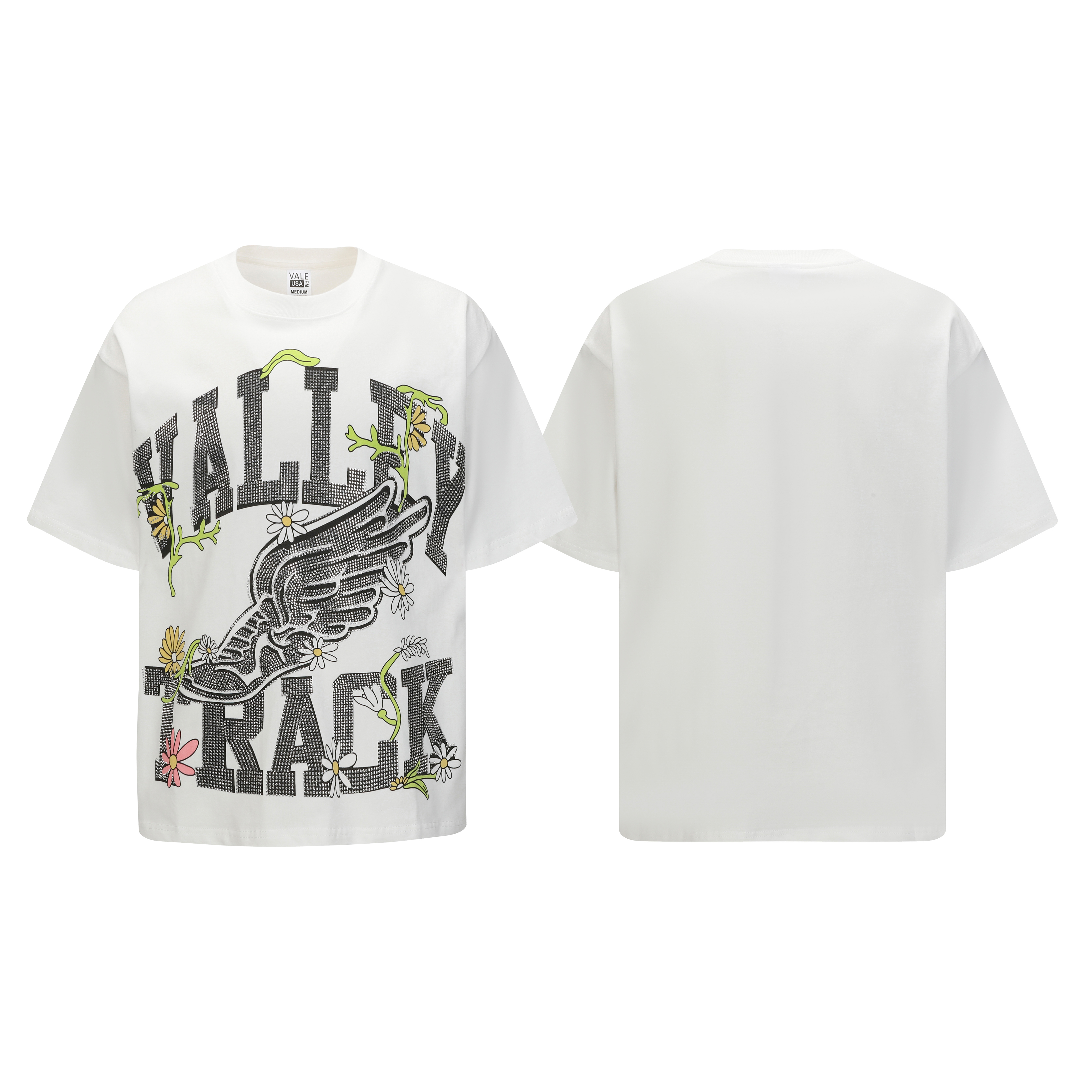 new arrival rhinestone wing cotton tshirt