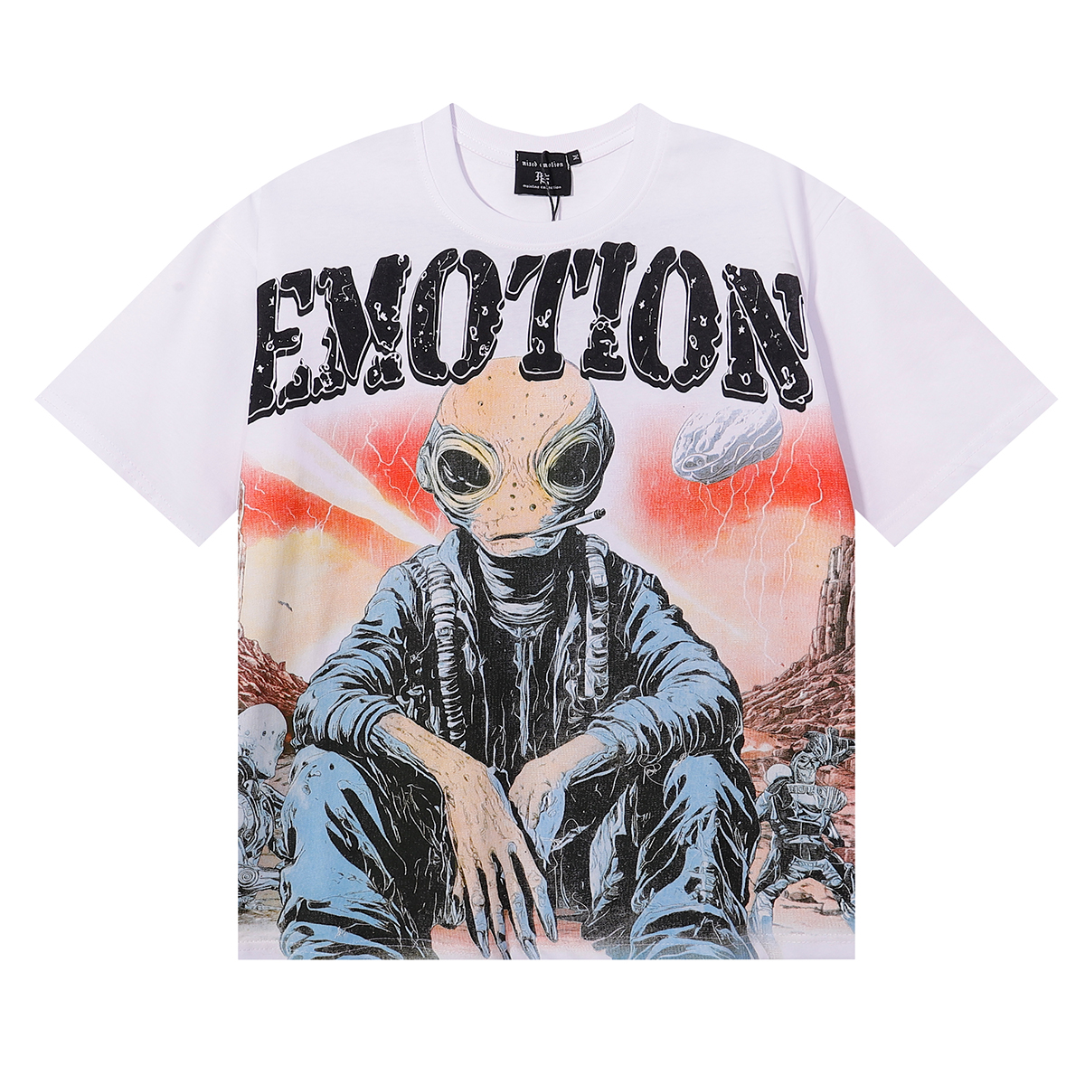new arrival Smoking Alien Print cotton tee