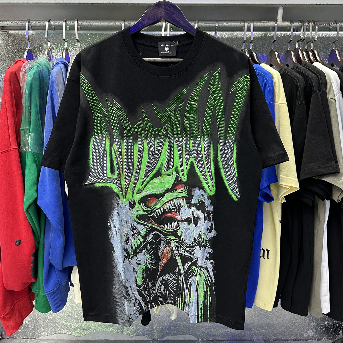 New arrival Rhinestone Goblin cotton tee