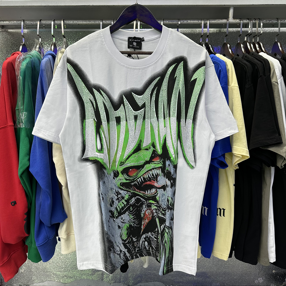New arrival Rhinestone Goblin cotton tee