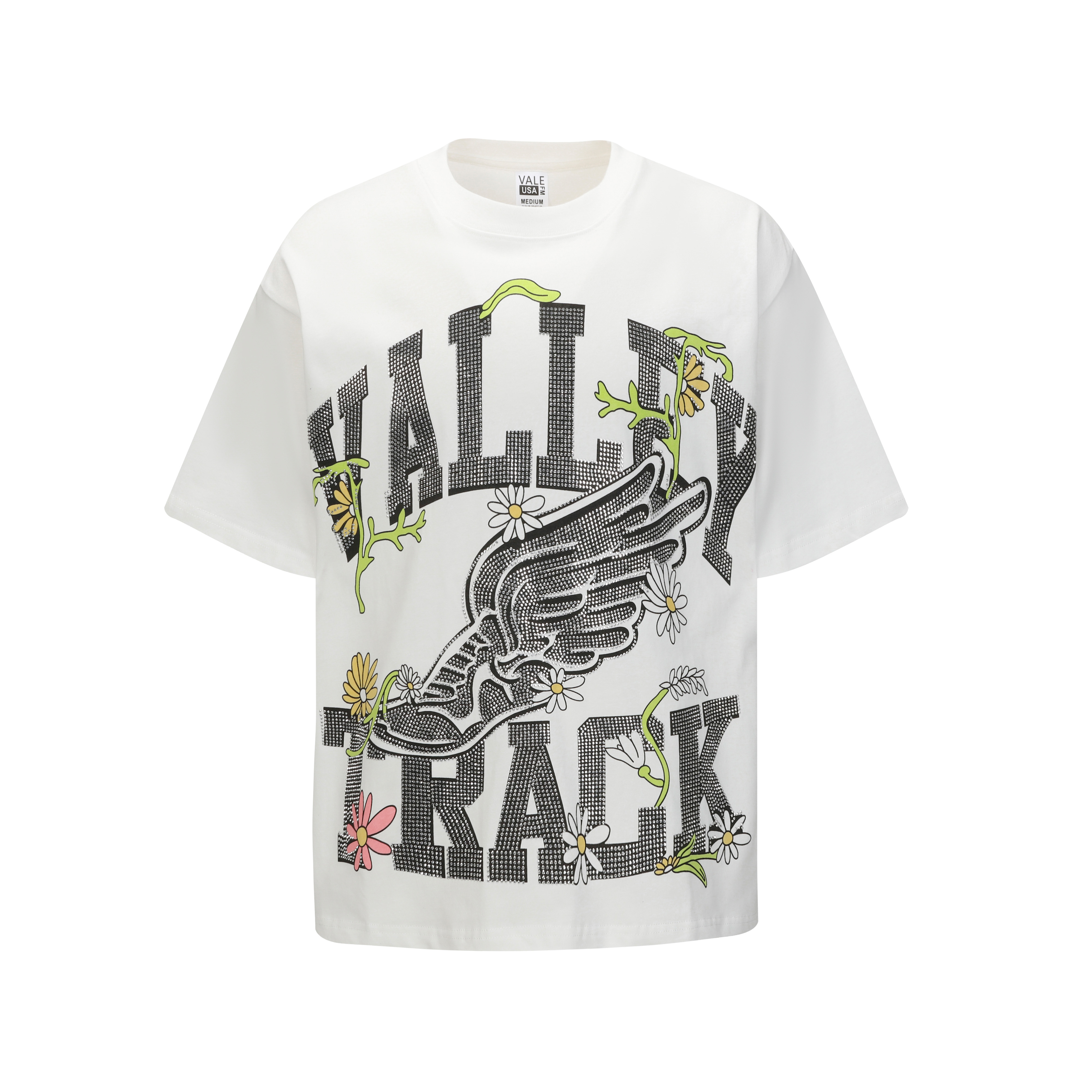 new arrival rhinestone wing cotton tshirt