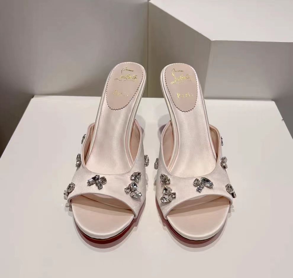 1:1 rhinstone diamond high heal slide