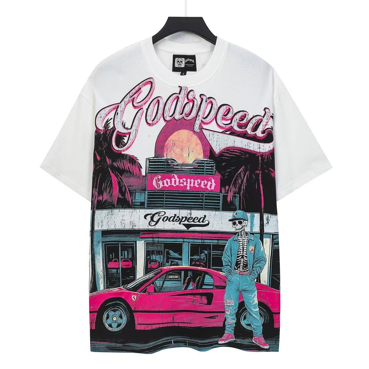 New arrival pink car cotton tee