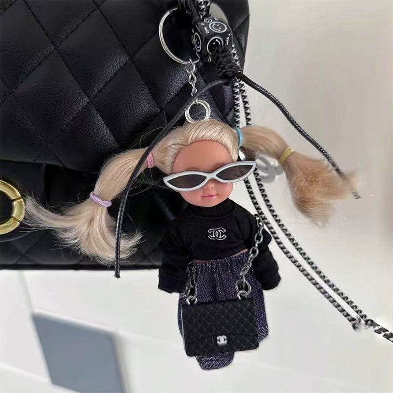 Ins Style Miu-inspired Cute Barbie (Fair-skinned) with Sunglasses and Pants Handmade Bag Charm
