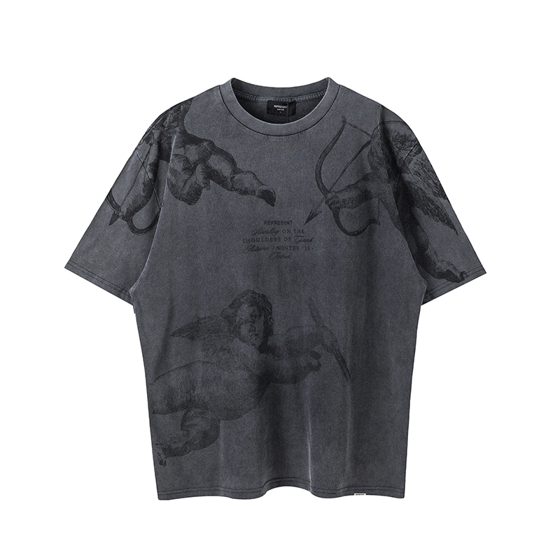 Represent Little Angel Love God Print Vintage Washed Antique T-Shirt