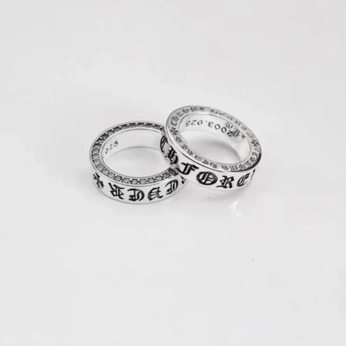 CH diamond-studded ring, unique classic retro Eternal Heart couple ring for men and women