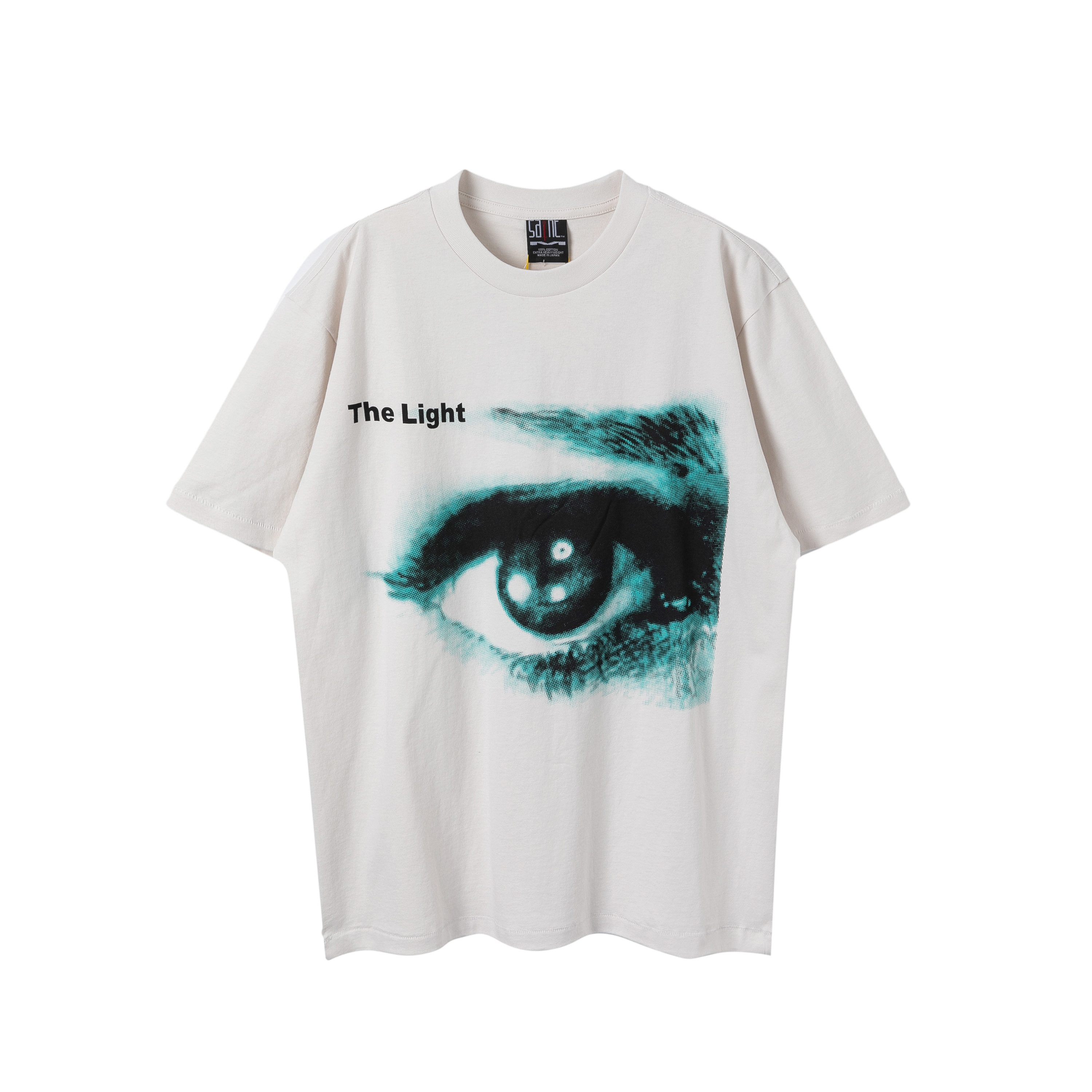 Saint Jesus Eye Saint Man Print Washed Antique Short Sleeve T-Shirt