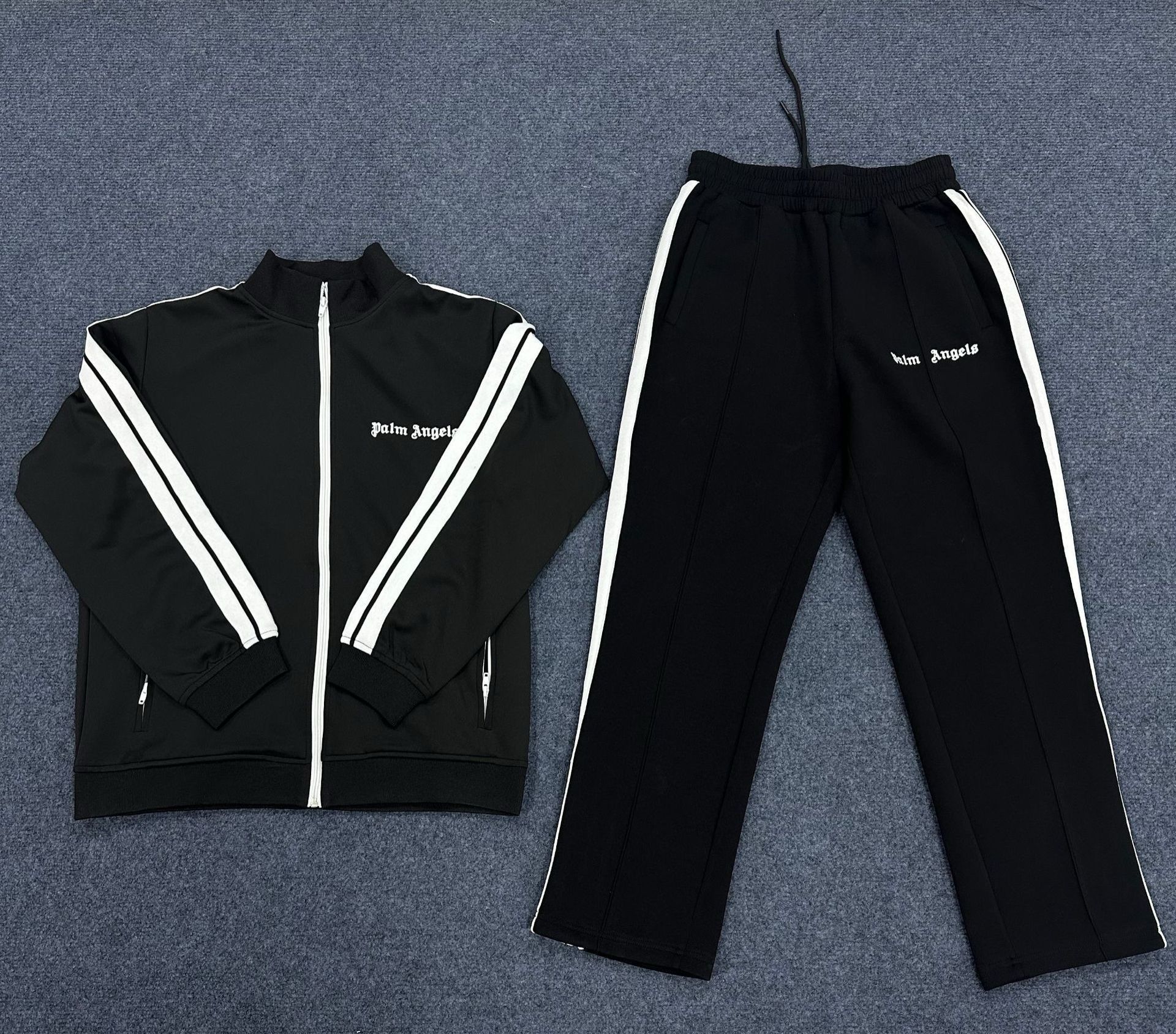 New arrival side stripes zipper jacket pant tracksuit