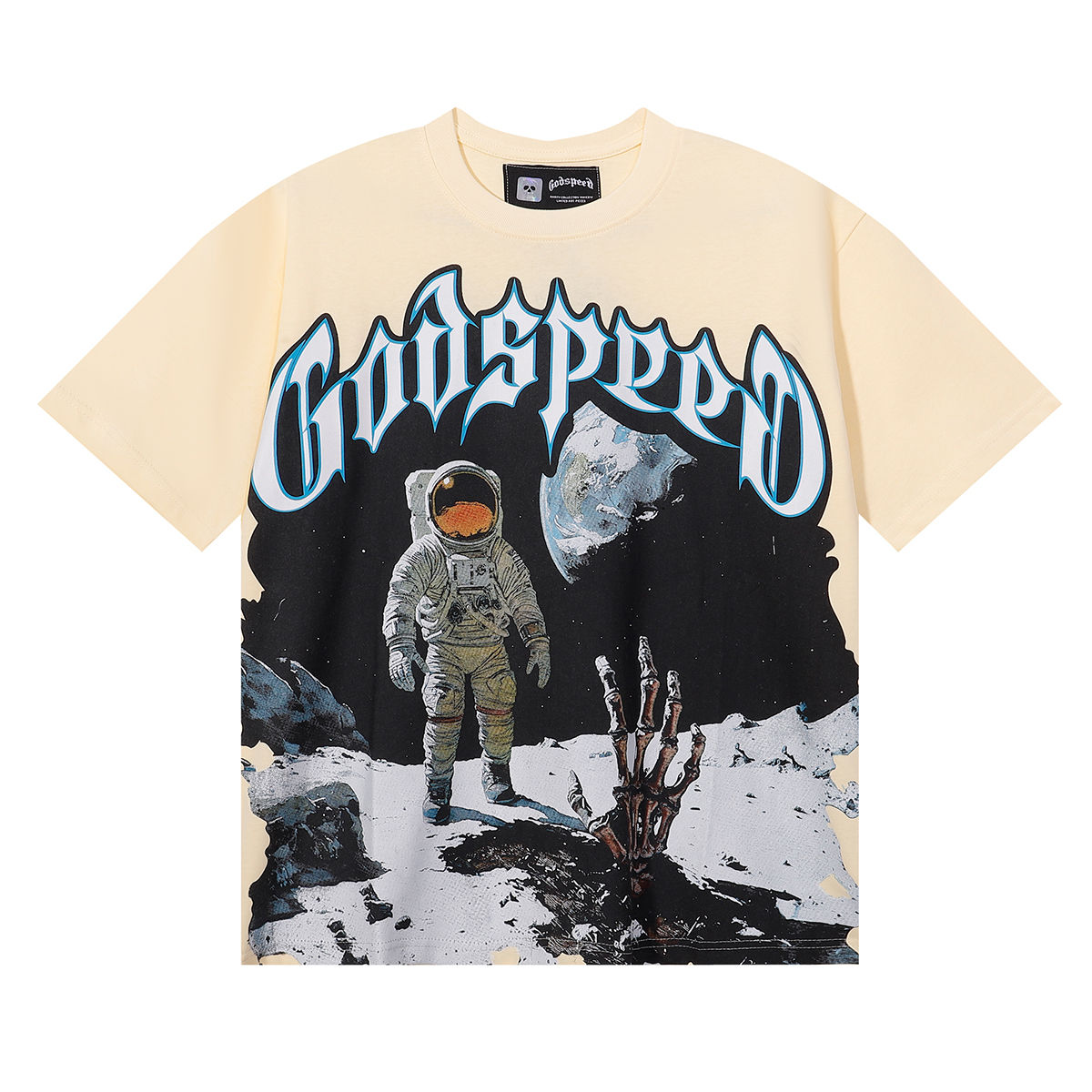 New arrival Satirical astronaut moon landing print cotton tee