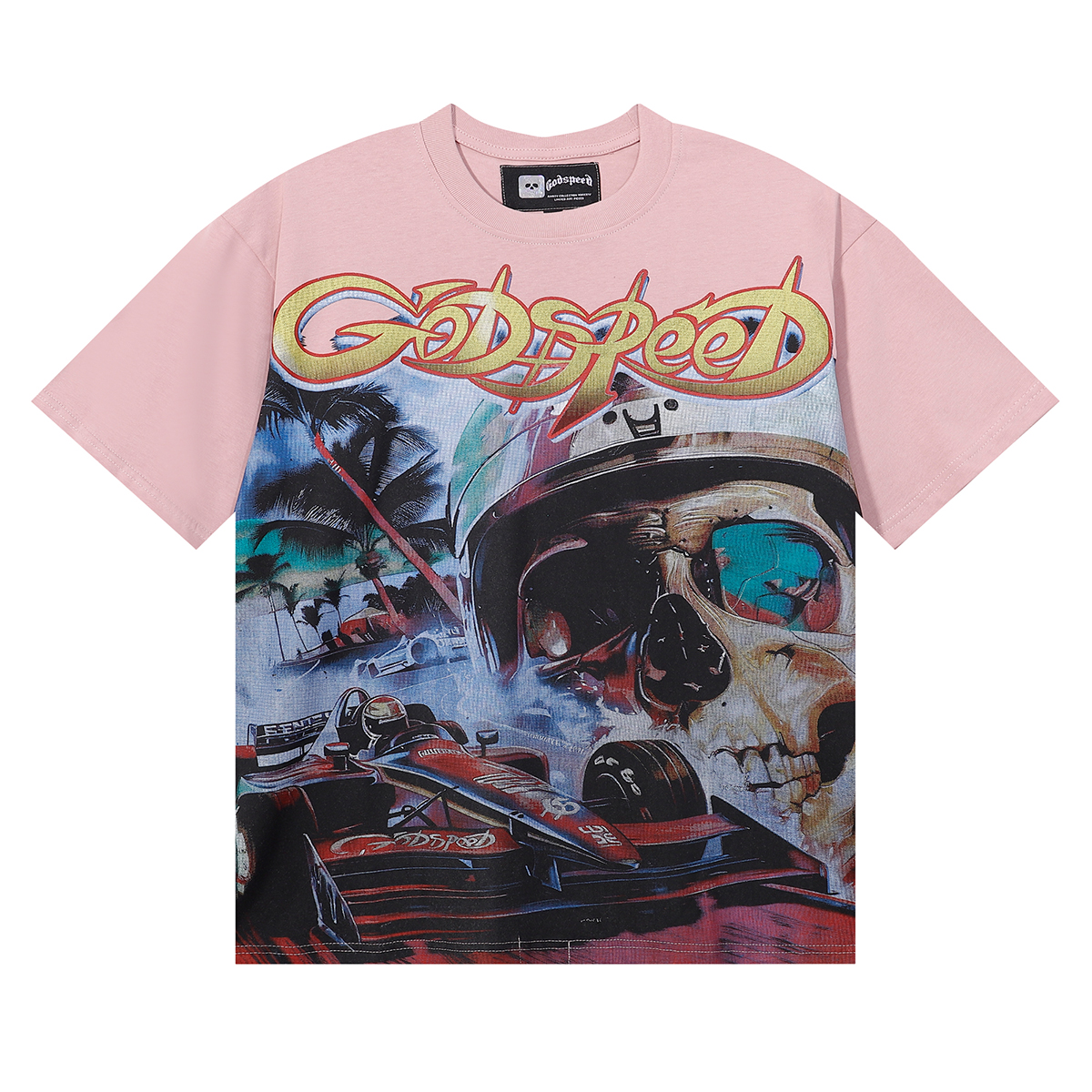 New arrival Skeleton racing car print cotton tee