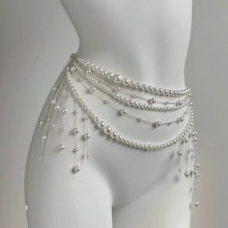 Light luxury multi-layer fringed waist chain