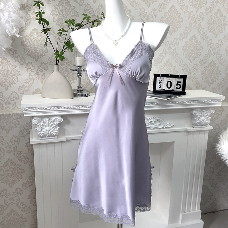 Summer sexy plus size ice silk nightgown
