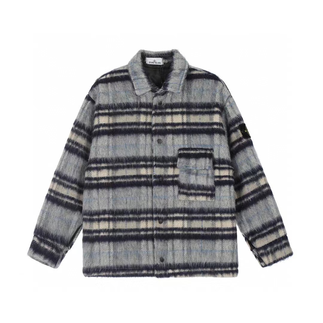1:1 classic woolen checkered cotton jacket