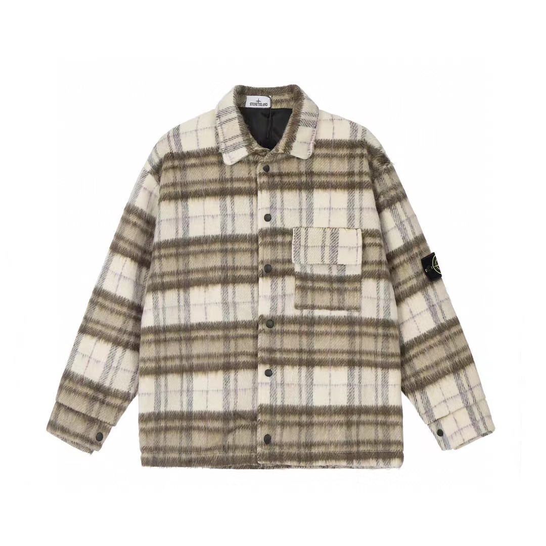 1:1 classic woolen checkered cotton jacket