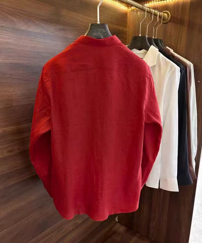 New arrival Men's linen business casual long-sleeved shirt