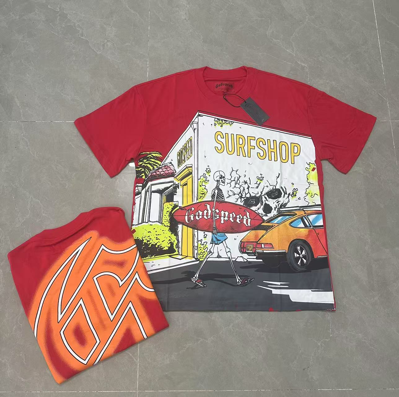 New arrival red surfshop cotton tee