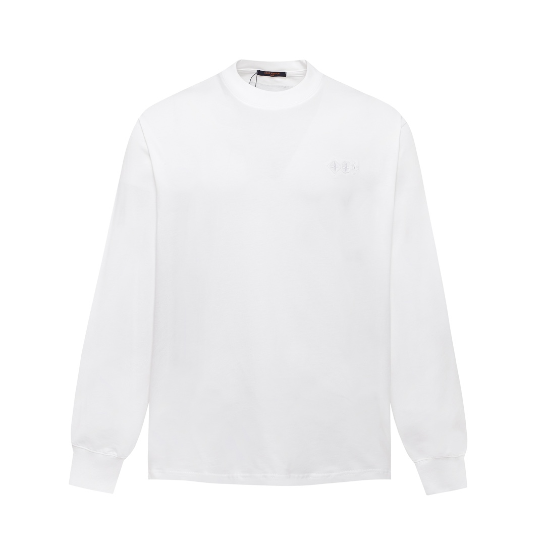 25SS new arrival Front and back floral embroidery  torn effect long sleeve tee