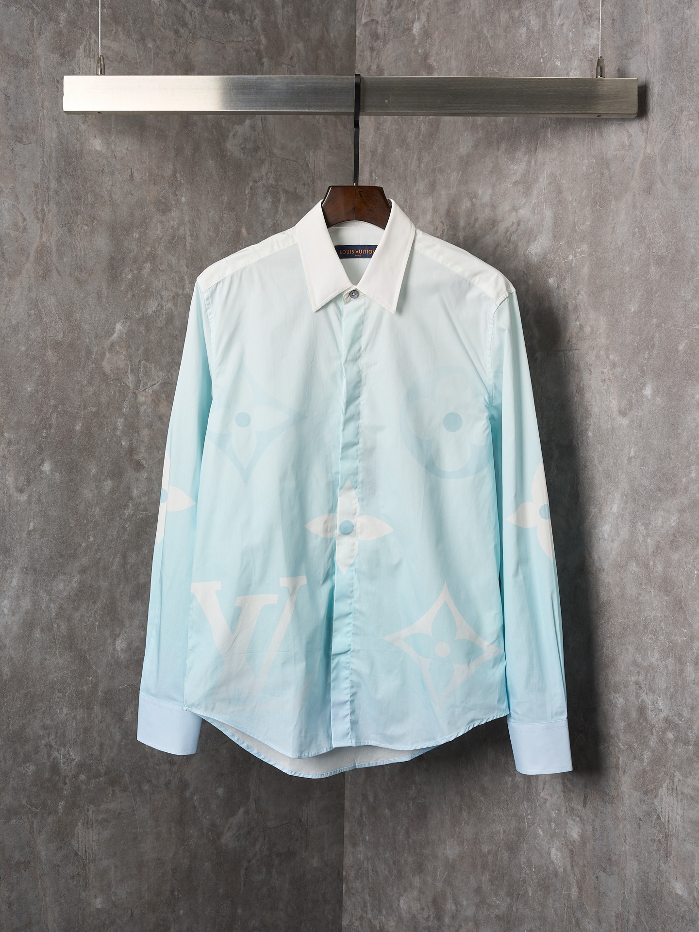 25SS 1:1 new arrival Gradient printed cotton poplin long-sleeved shirt