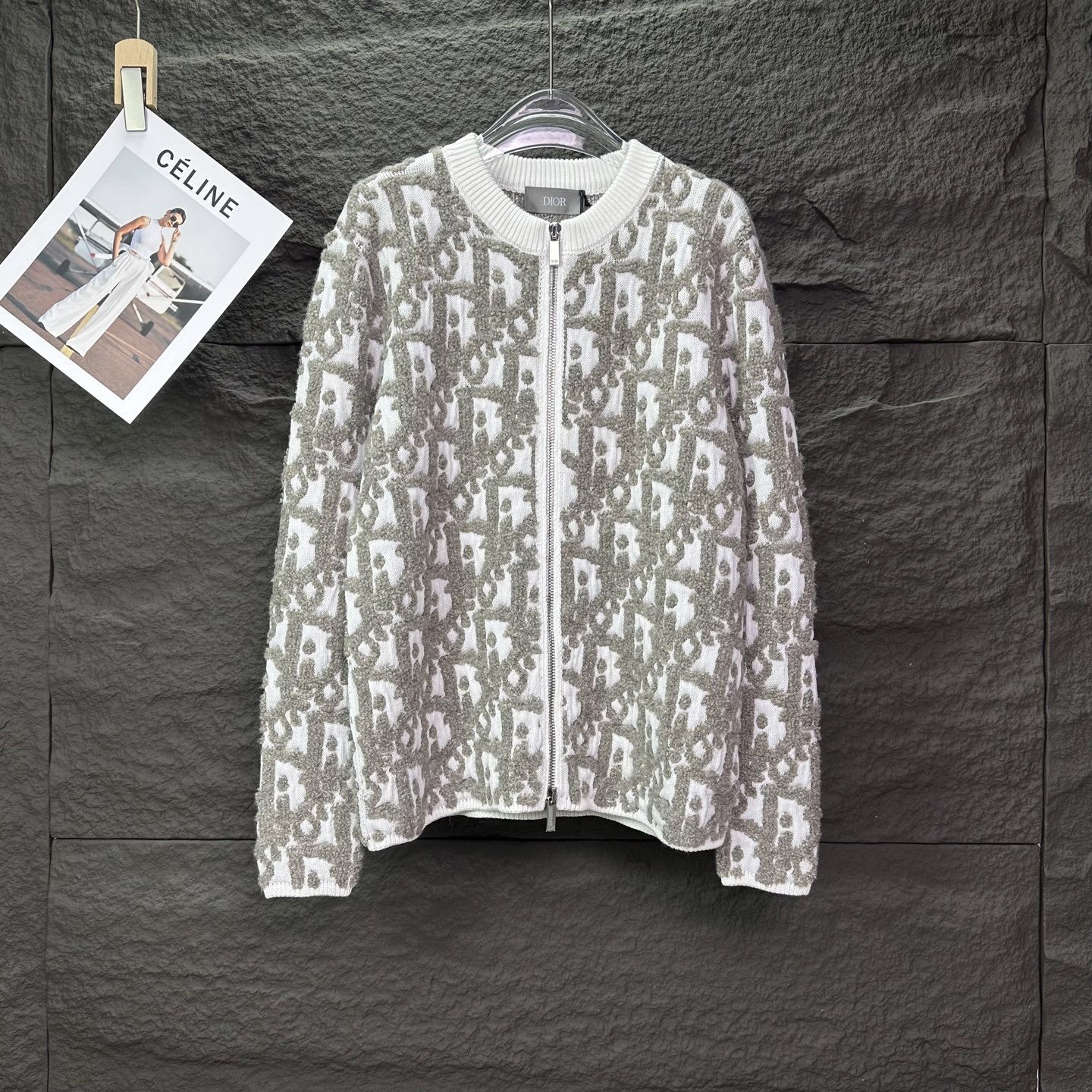 1:1 2025SS Towel Embroidered Jacquard Full-Print Logo Couple's Knitted Zipper Sweater Coat