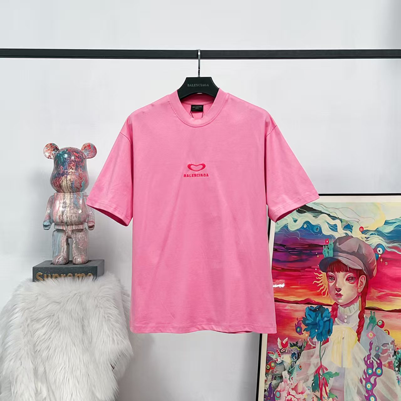 25SS Valentine's Day Limited Edition Embroidered Print Short Sleeve Shirt