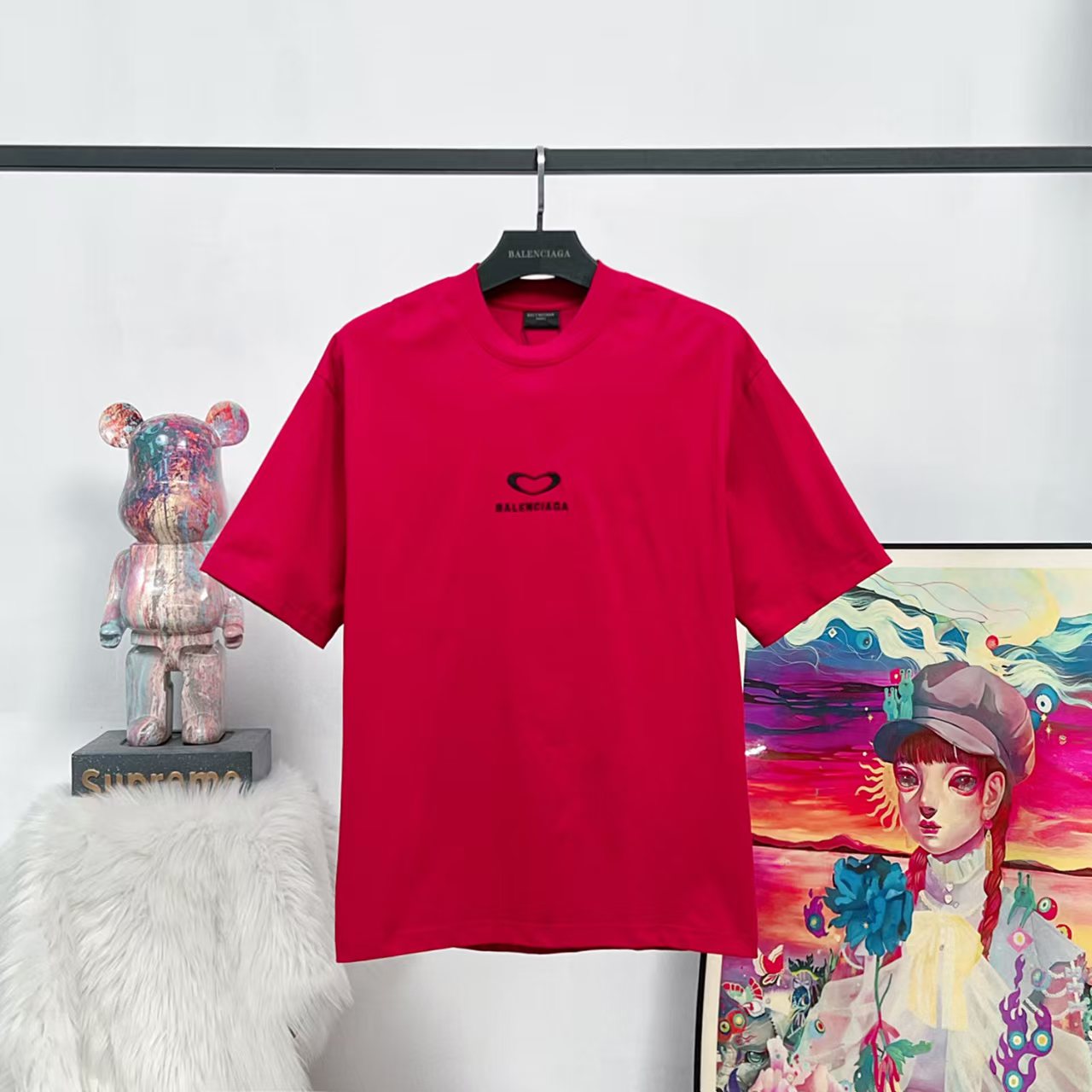25SS Valentine's Day Limited Edition Embroidered Print Short Sleeve Shirt