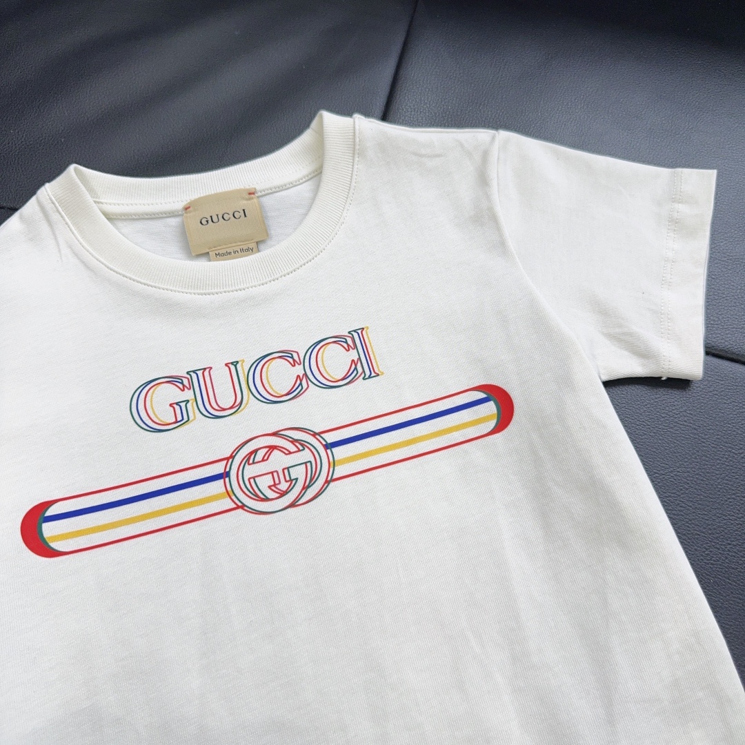 Gradient logo printed round-neck short-sleeved T-shirt
