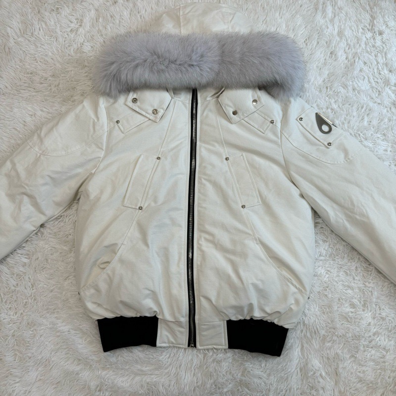 1:1 fur hooded down bomber  jacket