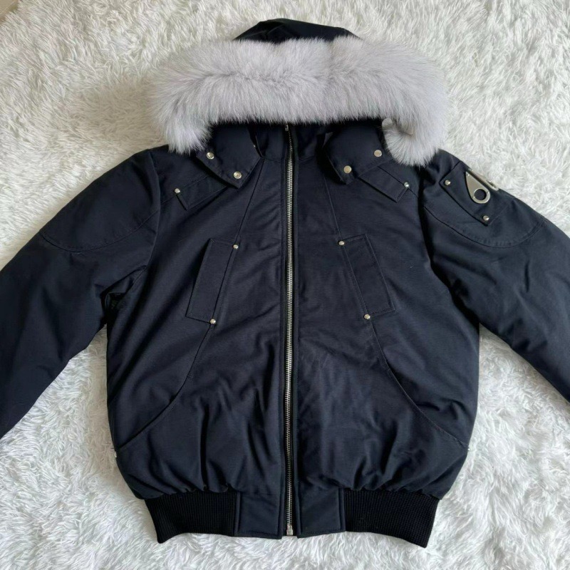 1:1 fur hooded down bomber  jacket