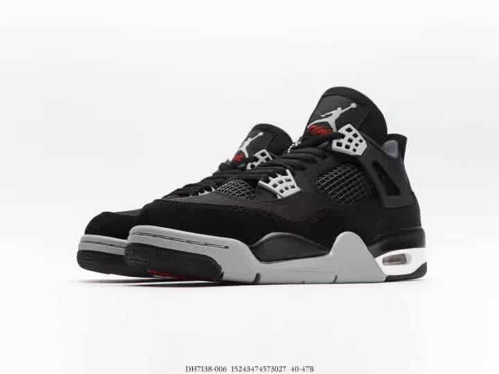 New Arrival 1:1 Air Jordan 4 black canvas sneakers