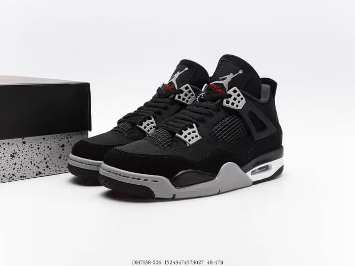 New Arrival 1:1 Air Jordan 4 black canvas sneakers