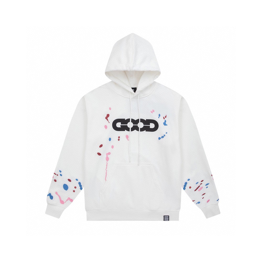 New releasing Candy embroidered ink-blurry hooded sweatshirt