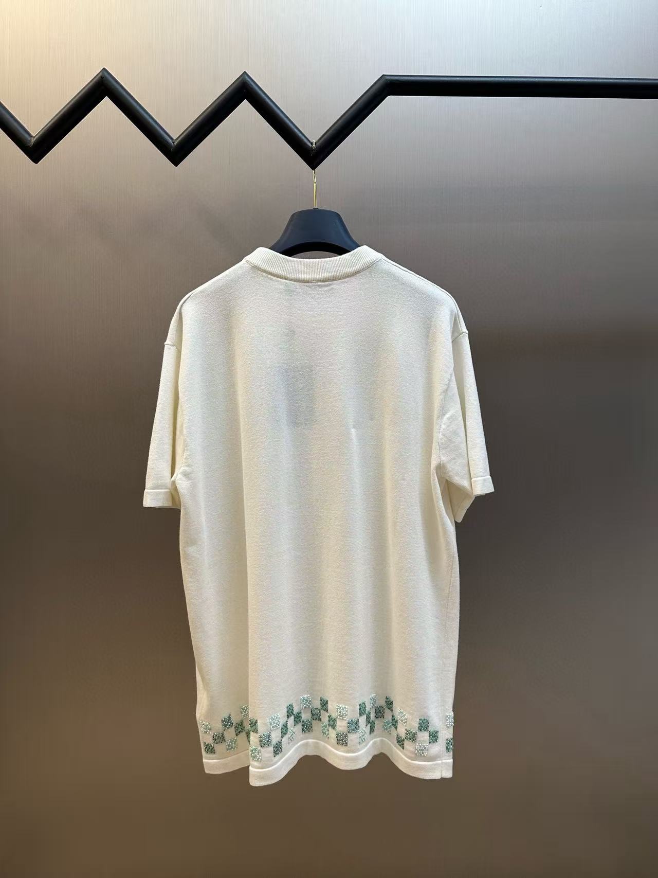 1:1 top quality Decorative  beadwork short-sleeved fabric short tee