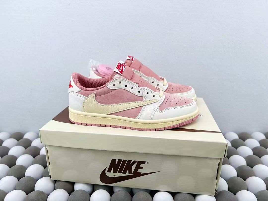 Travis Scott x Air Jordan 1 AJ1 Joe 1 Low-top hook white powder