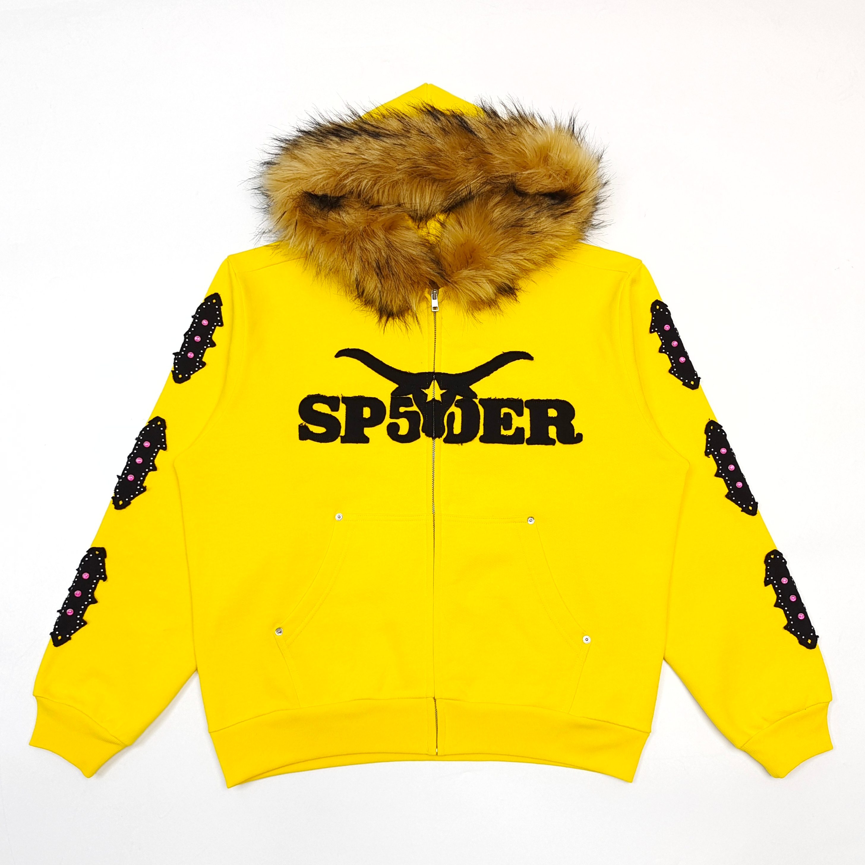 1:1 SP Yellow fur collar zipper jacket