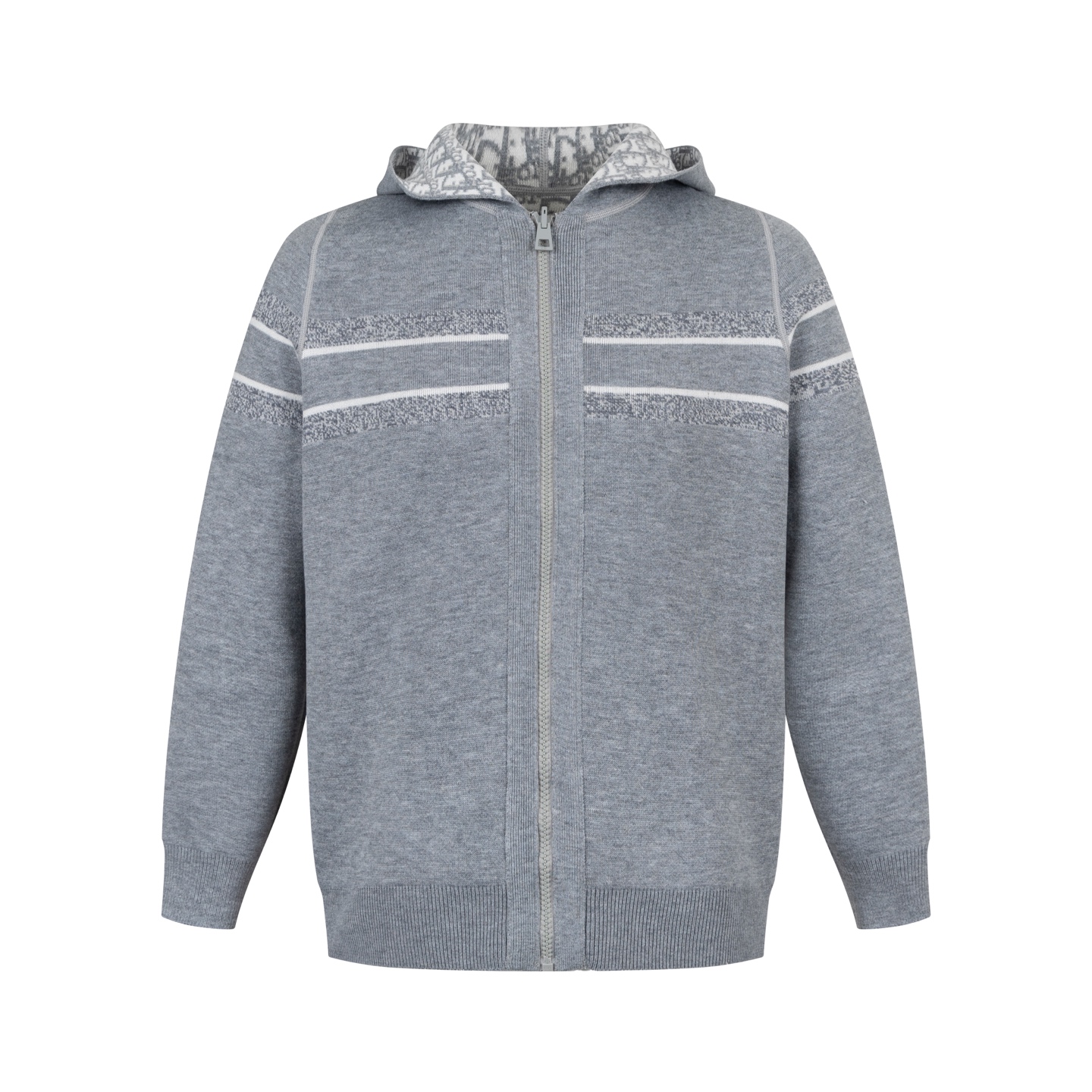 CD double-sided jacquard cashmere knitted hooded jacket