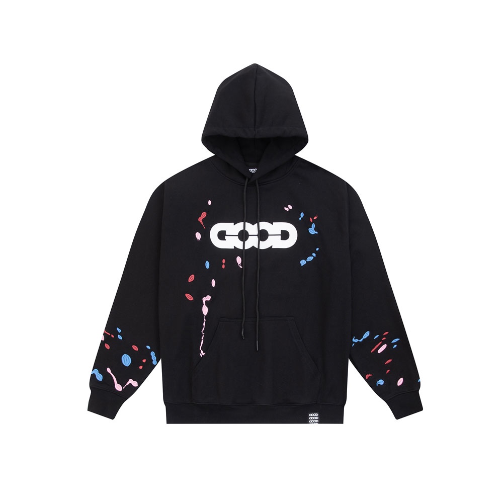 1:1 Candy embroidered ink-blurry hooded sweatshirt