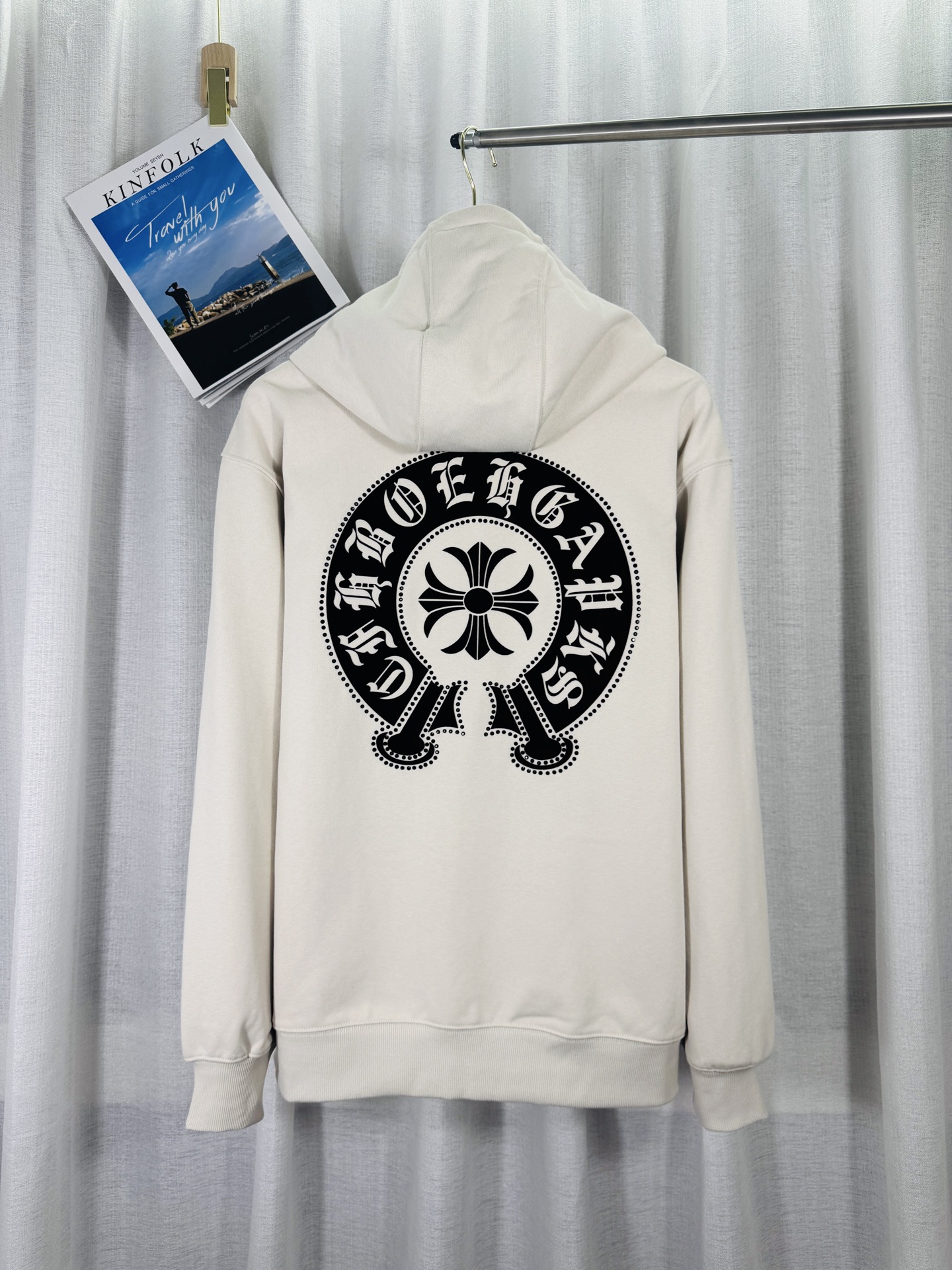 2025 Chrome Hearts Washed Burned-Pattern Applique Embroidery American-Style Hollow-Out Rhinestone-Appliqued 3D Stereo Casual Cardigan Hoodie