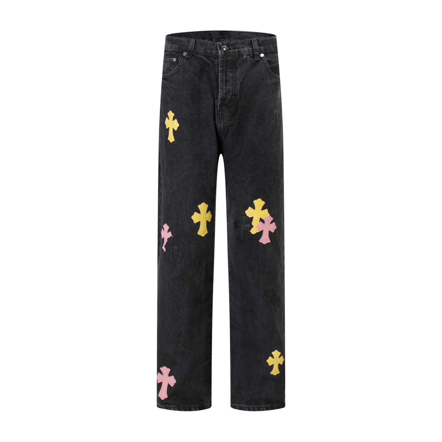 Chrome Hearts SS25 Black Colored Leather Sanskrit Jeans