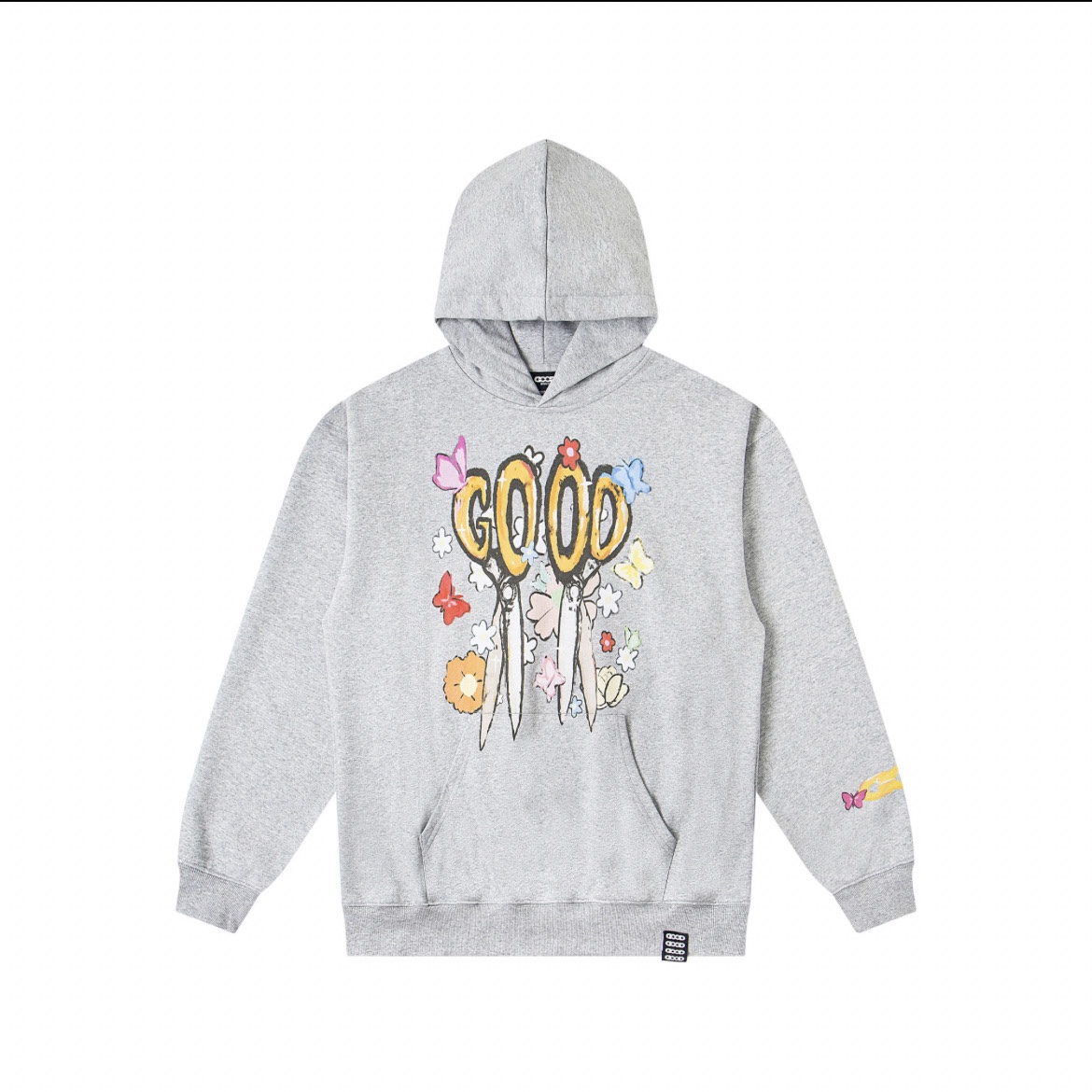 Butterfly flower scissors and crayon drawing sweatshirt hoodie