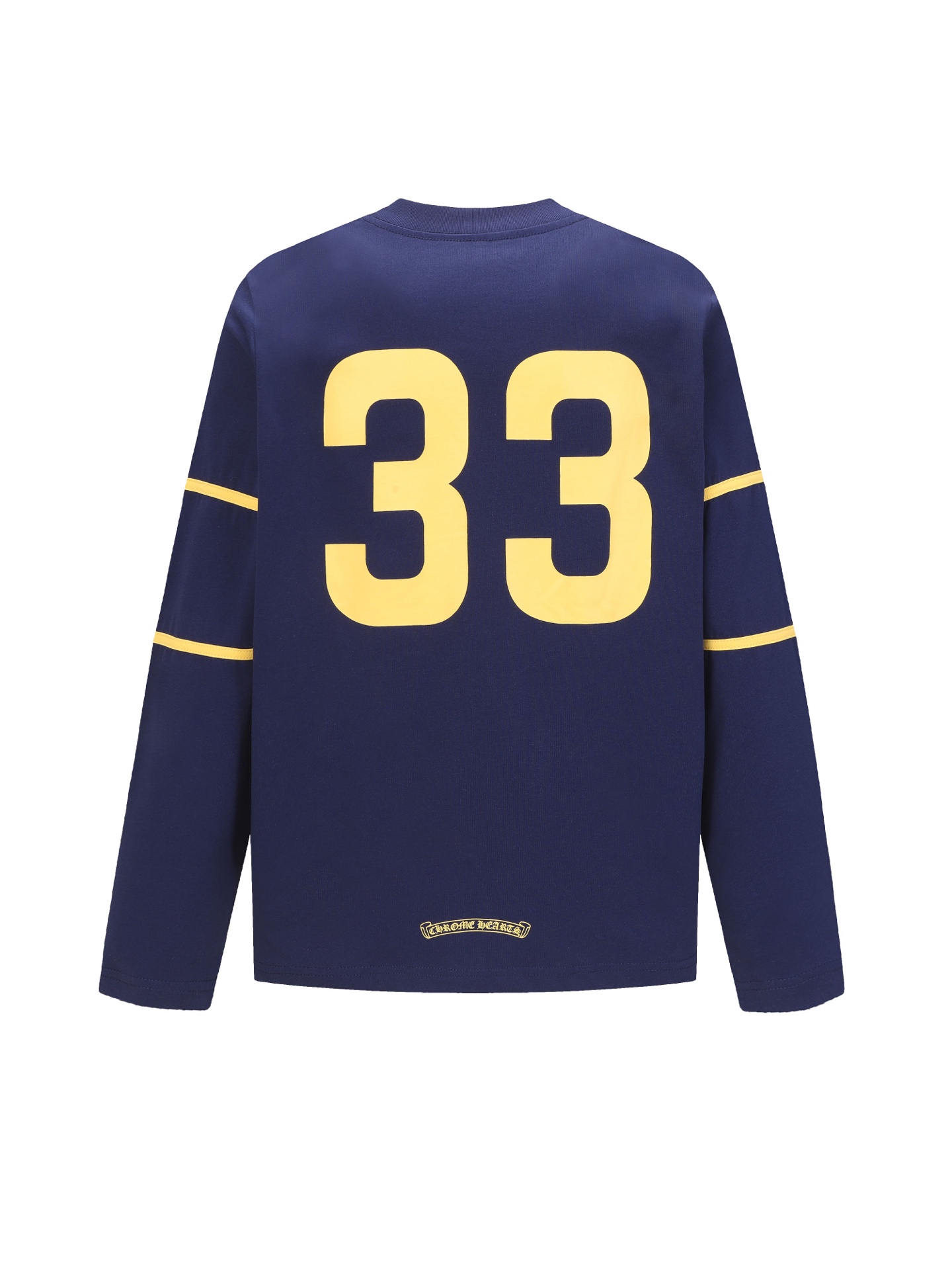 Sporty yellow printed dark blue long-sleeved shirt