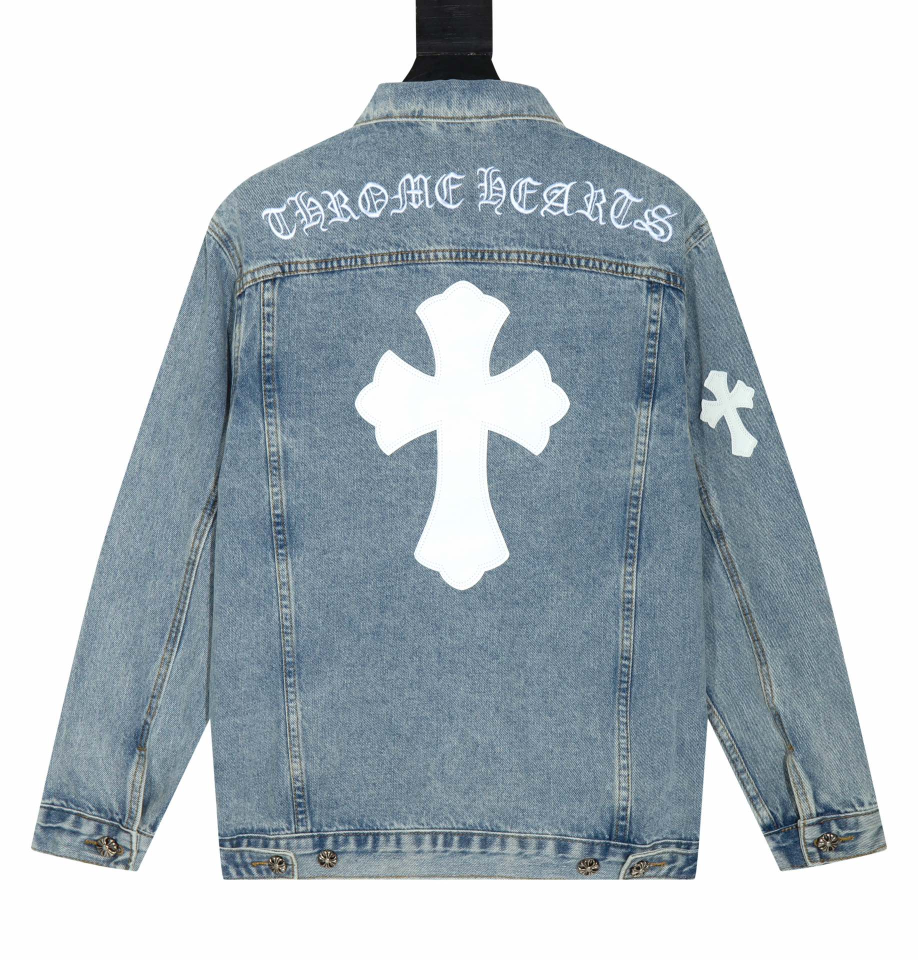High-quality embroidered cross-stitch denim jacket
