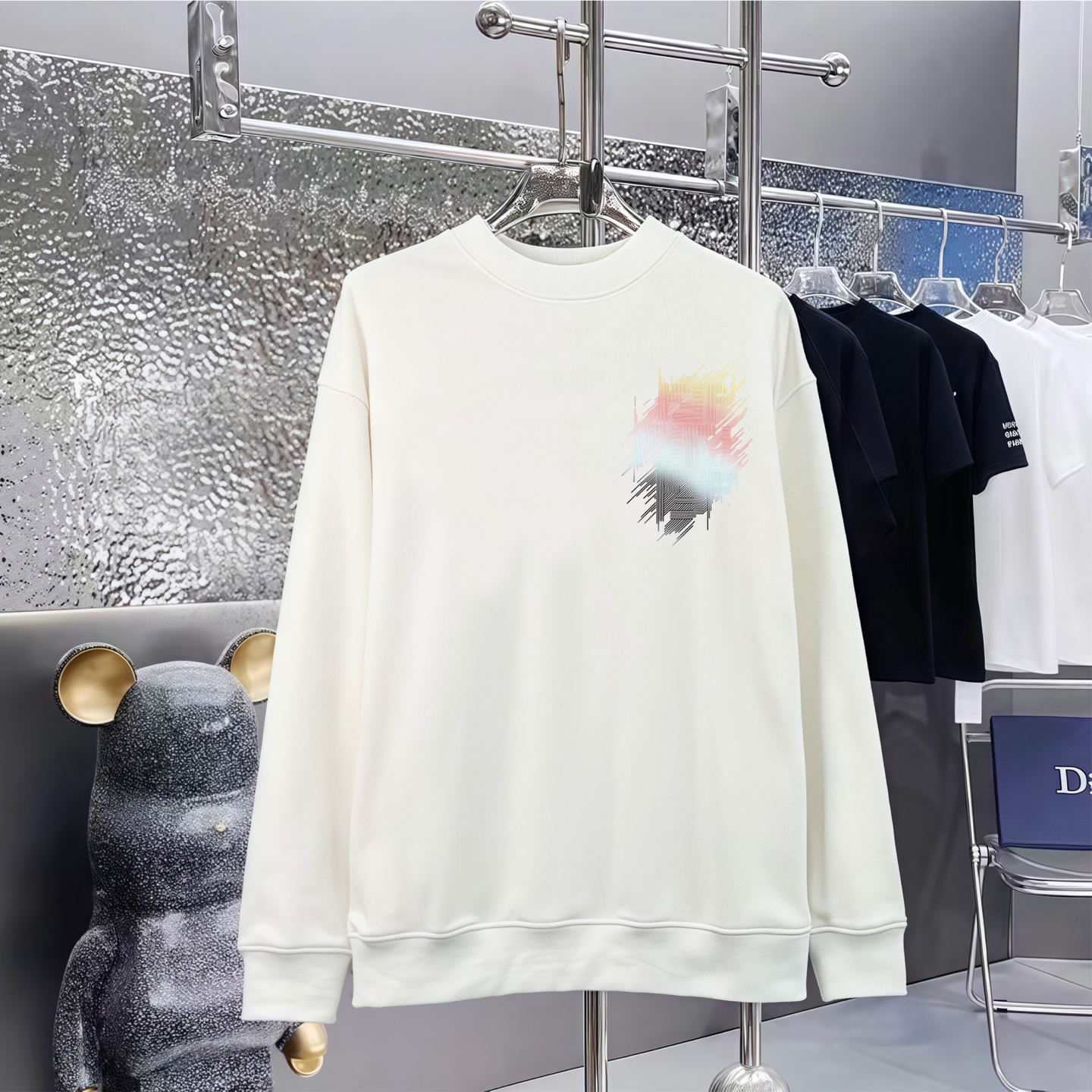 1:1 High-Quality Replica of Fendi's Printed Crew Neck Terry Cloth Hoodie