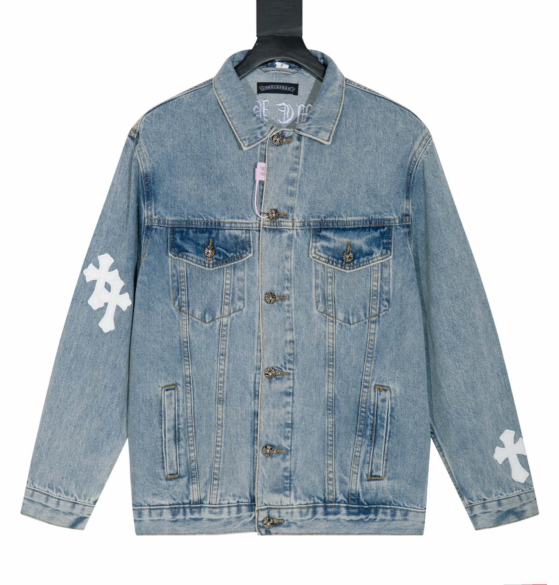 High-quality embroidered cross-stitch denim jacket