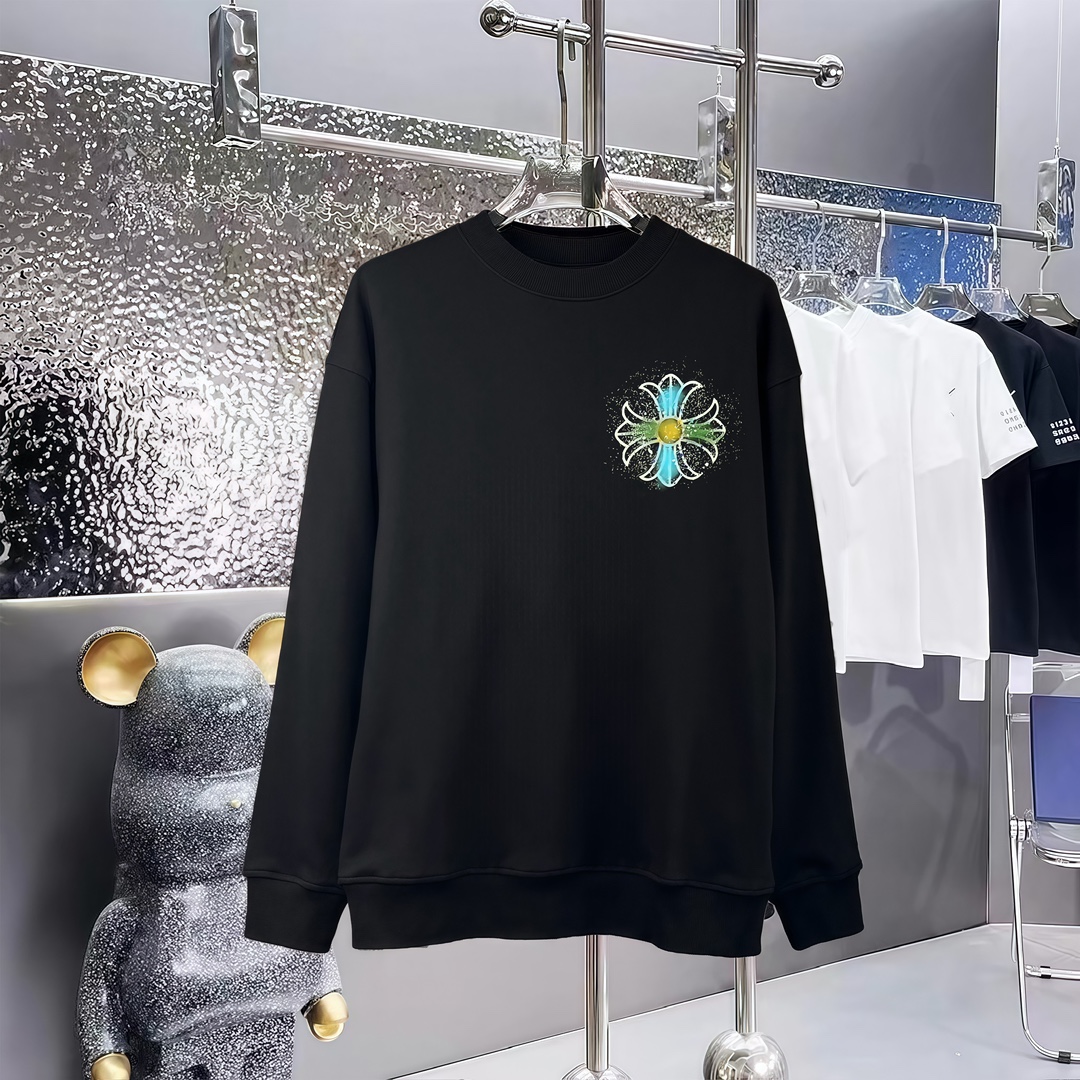 Horseshoe-shaped cross  characters logo letter print crewneck