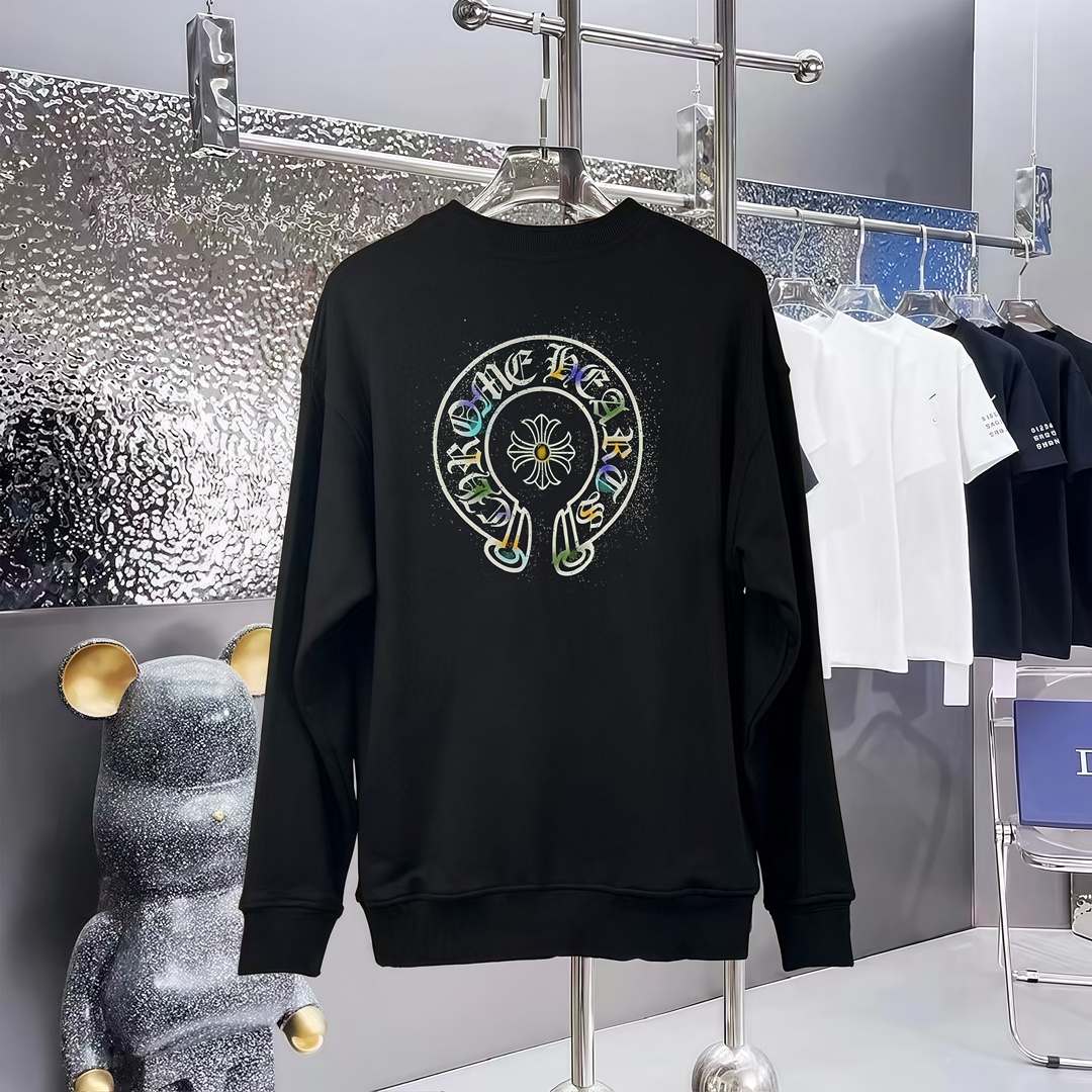 Horseshoe-shaped cross  characters logo letter print crewneck
