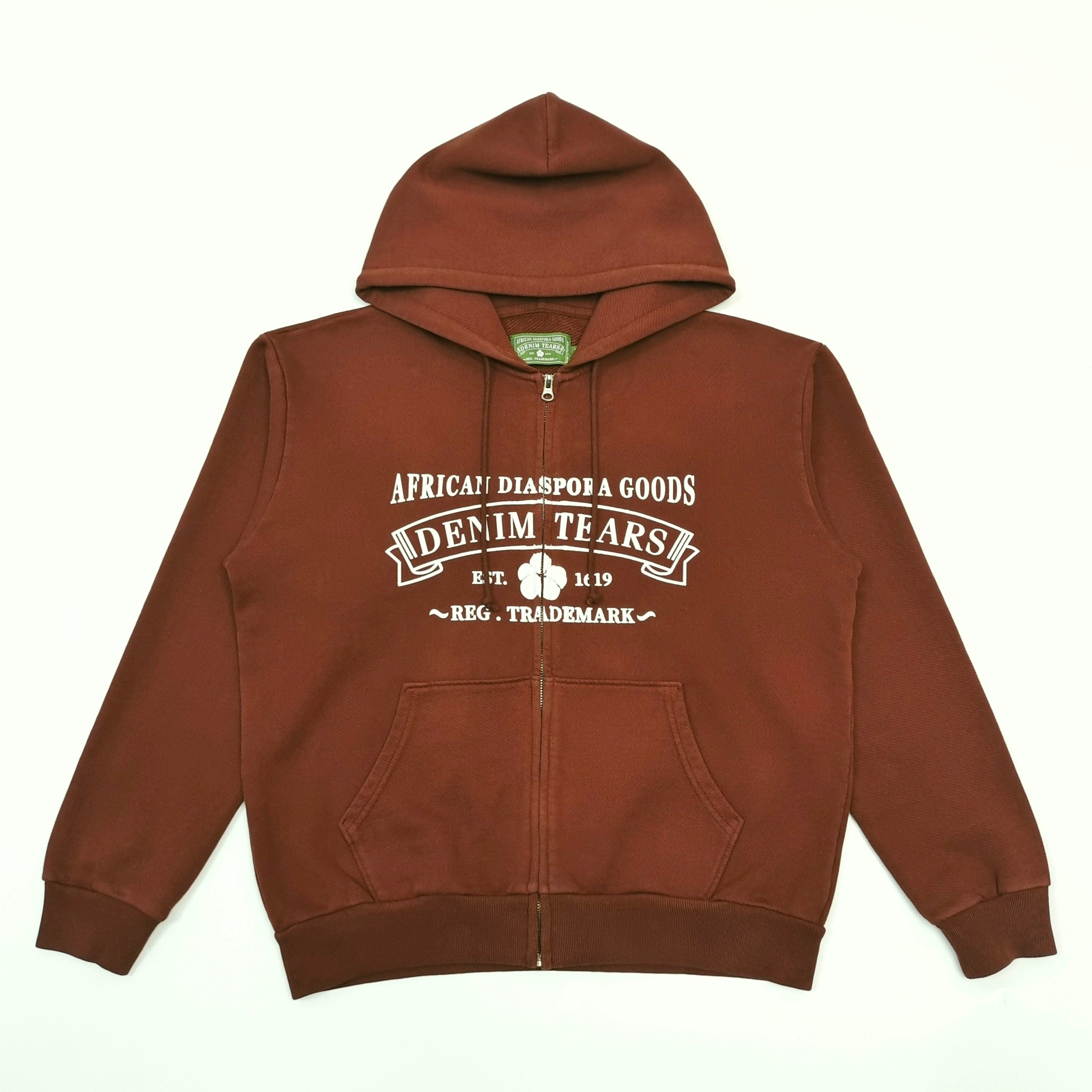 White letter printed brown hooded drawstring hoodie